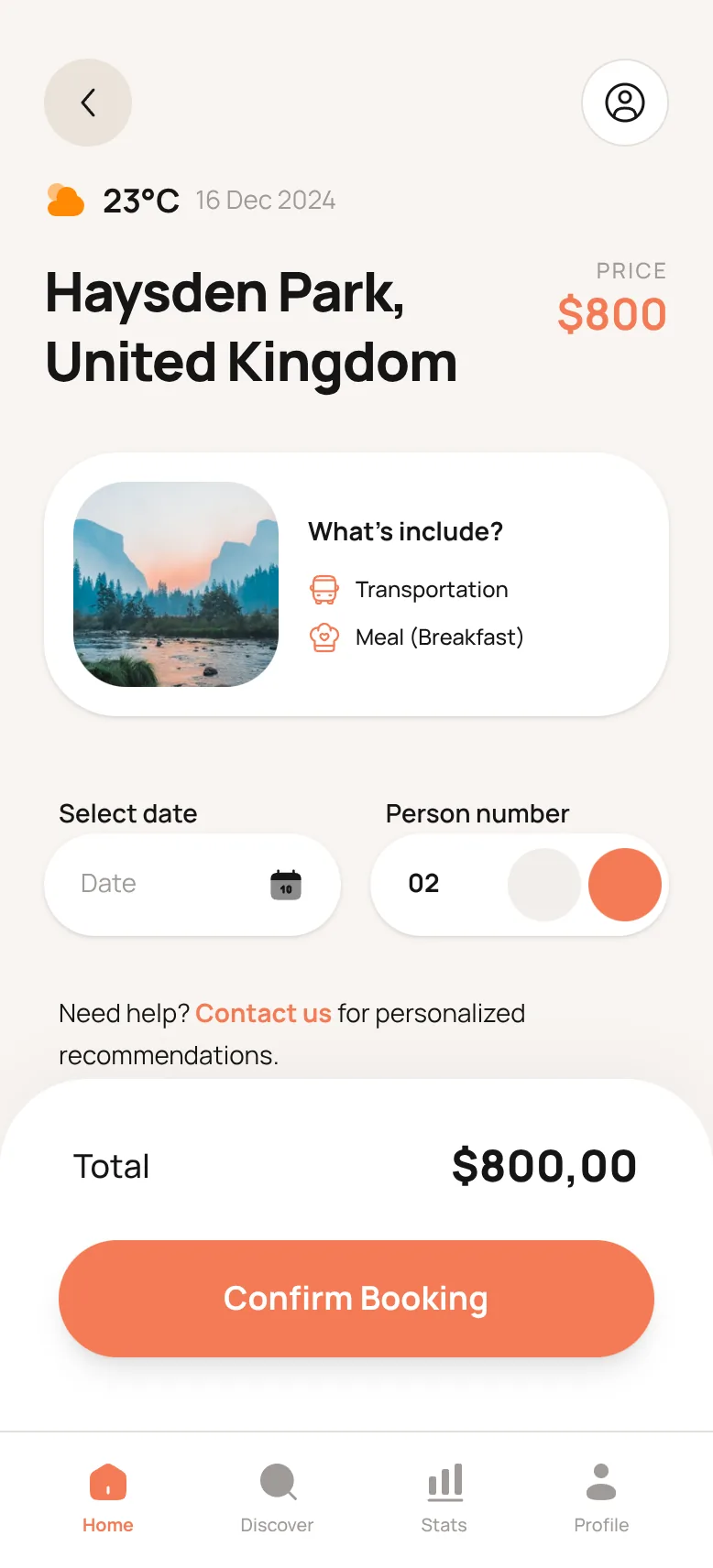 Booking Details showcase